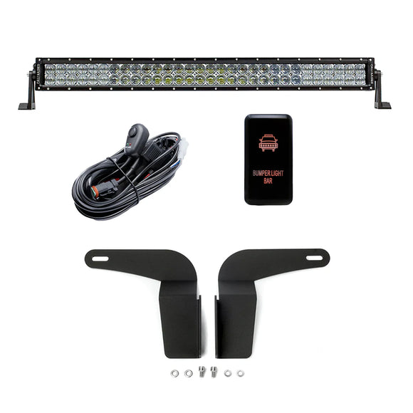 Cali Raised 05-15 Toyota Tacoma 32In Lower Bumper Flush Led Light Bar Kit - Amber Backlight - Tall