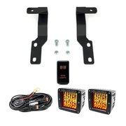 Cali Raised 05-15 Toyota Tacoma Low Profile Led Ditch Light Brackets Kit W/Amber Backlight - Tall