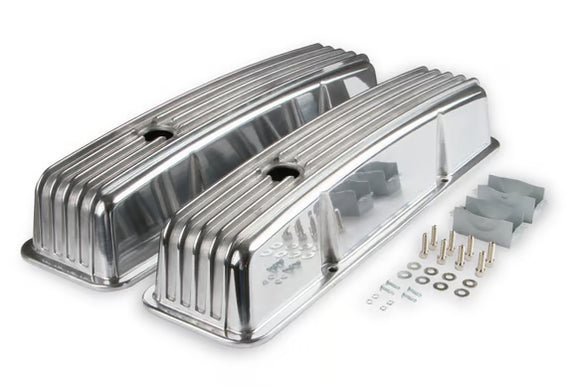 Mr. Gasket Cast Aluminum Finned Valve Covers - Polished 1958-1986 Chevrolet 283-400