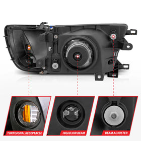 ANZO 1999-2002 Toyota 4Runner Crystal Headlights Black - 0