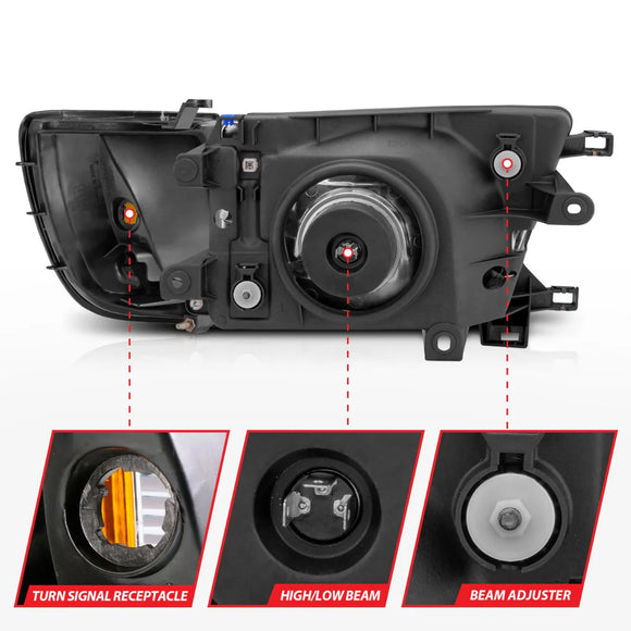 ANZO 1999-2002 Toyota 4Runner Crystal Headlights Black
