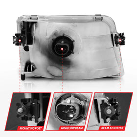 ANZO 1993-1997 Ford Ranger Crystal Headlights Chrome - 0