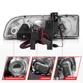 ANZO 1998-2005 Chevrolet S-10 Projector Headlights w/ Halo Chrome - 0