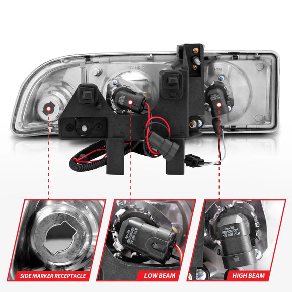 ANZO 1998-2005 Chevrolet S-10 Projector Headlights w/ Halo Chrome