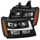 AlphaRex 07-14 Chevrole Tahoe PRO-Series LED Headlights Plank Style Blk w/Activ Light/Seq Signal/DRL-1