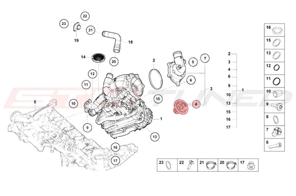Audi OEM Coolant Thermostat for 17+R8 / Huracan (079198121)