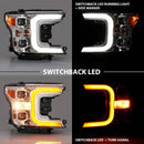 ANZO 18-19 Ford F-150 Projector Headlights w/Plank Style Switchback Chrome w/Amber-2