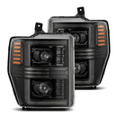 AlphaRex 08-10 Ford F250-550 PRO-Series Projector headlights Alpha-Black w/Activ Light/Seq Signal-1