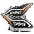 AlphaRex 08-13 Infiniti G37 NOVA LED Proj Headlights Alpha Black w/Activ Light/Seq Signal/Switch DRL-1