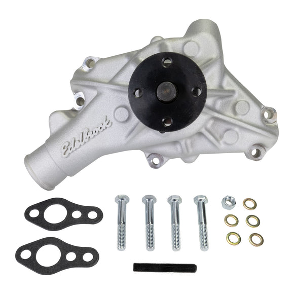 Edelbrock Long Water Pump For Small-Block Chevy, Reverse Rotation, Satin Finish