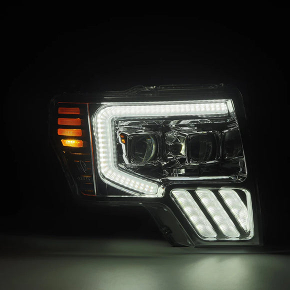 AlphaRex 09-14 Ford F-150 PRO-Series Projector Headlights Plank Style Chrm w/Activ Light/Seq Signal