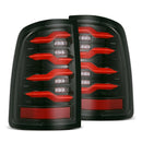 AlphaRex 09-18 Dodge RAM LUXX-Series LED Taillights Black Red w/Actv Light & SS-1