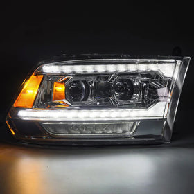 AlphaRex 09-18 Ram 1500 PRO-Series Proj Headlights Chrome w/ Sequential Signal and Top/Middle DRL - 0
