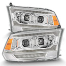 AlphaRex 09-18 Ram 1500 PRO-Series Proj Headlights Chrome w/ Sequential Signal and Top/Middle DRL-1