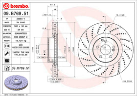 Mercedes Disc Brake Rotor - Brembo 09.B769.51 - 0