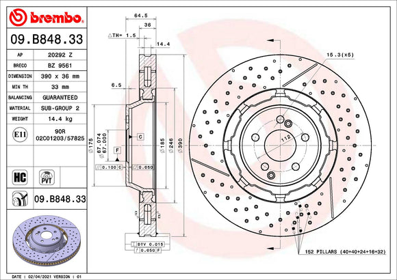 Mercedes Disc Brake - Brembo 2314211812