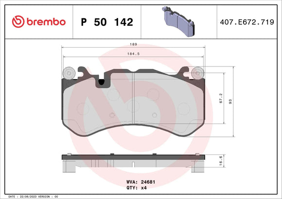 Brembo 2019 Mercedes-Benz AMG GT 53 Premium Low-Met OE Equivalent Pad - Front A0044208920