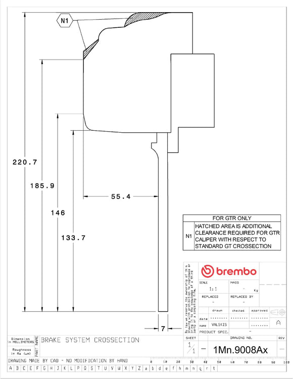 Brembo 05-09 F430 Excl CC Brakes Fr GT BBK 6Pis Cast 380x32 2pc Rotor Drilled-Yellow