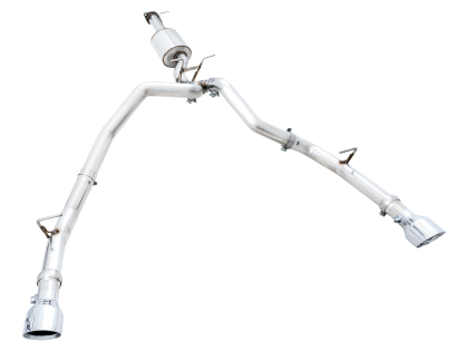 AWE 0FG Dual Rear Exit Catback Exhaust for 5th Gen RAM 1500 5.7L (with bumper cutouts) - Chrome Silver Tips