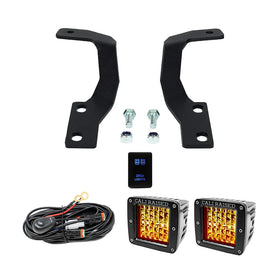 Cali Raised 10-22 Lexus GX 460 Low Profile LED Ditch Light Brackets Kit - Blue Backlight - Small