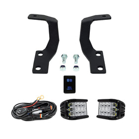 Cali Raised 10-22 Lexus GX 460 Low Profile LED Ditch Light Brackets Kit - Blue Backlight - Small