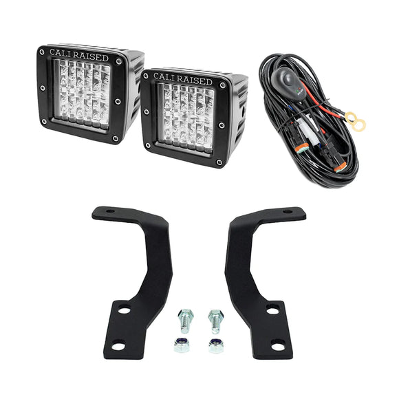 Cali Raised 10-24 Toyota 4Runner Low Profile Led Ditch Light Brackets Kit - Brackets W/ 3X2 18W Led