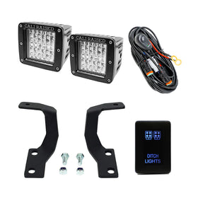 Cali Raised 10-24 Toyota 4Runner Low Profile Led Ditch Light Brackets Kit - Brackets W/ 3X2 18W Led