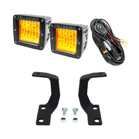 Cali Raised 10-24 Toyota 4Runner Low Profile Led Ditch Light Brackets Kit - Brackets W/3X2 18W Amber