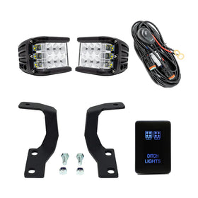 Cali Raised 10-24 Toyota 4Runner Low Profile Led Ditch Light Brackets Kit - Brackets W/ 27W Side Pro