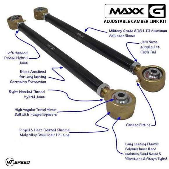 M7 Speed MAXX-G Adjustable Camber Links | Hybrid Polymer-MonoBall | 2 Link Kit - MINI Cooper / Base / S / JCW / R50-R61