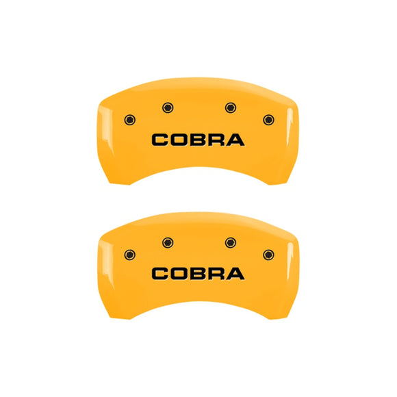 MGP Rear set 2 Caliper Covers Engraved Rear Cobra Yellow finish black ch