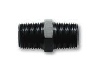 Vibrant 1/4in NPT x 1/4in NPT Straight Union Pipe Adapter Fitting - Aluminum