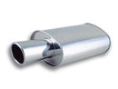 Vibrant StreetPower Turbo Oval Muffler with 4in Round Tip Angle Cut Rolled Edge - 3in inlet I.D.-1