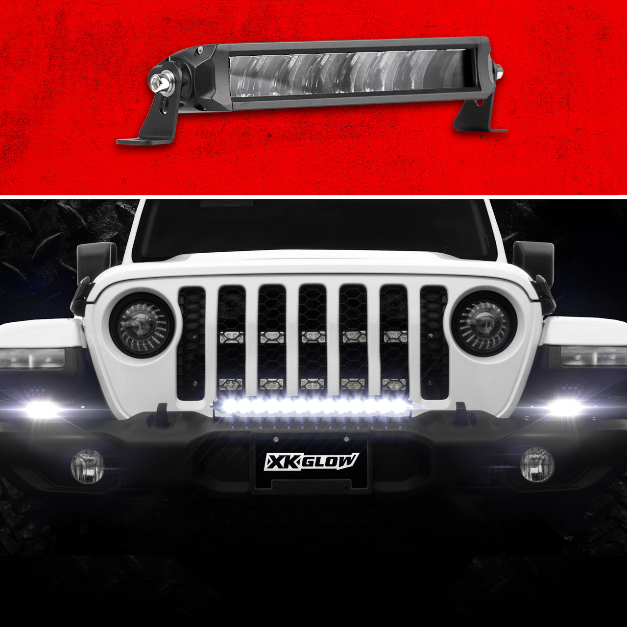 XK Glow Razor Light Bar Auxiliary High Beam Driving No Wire & Switch 10in