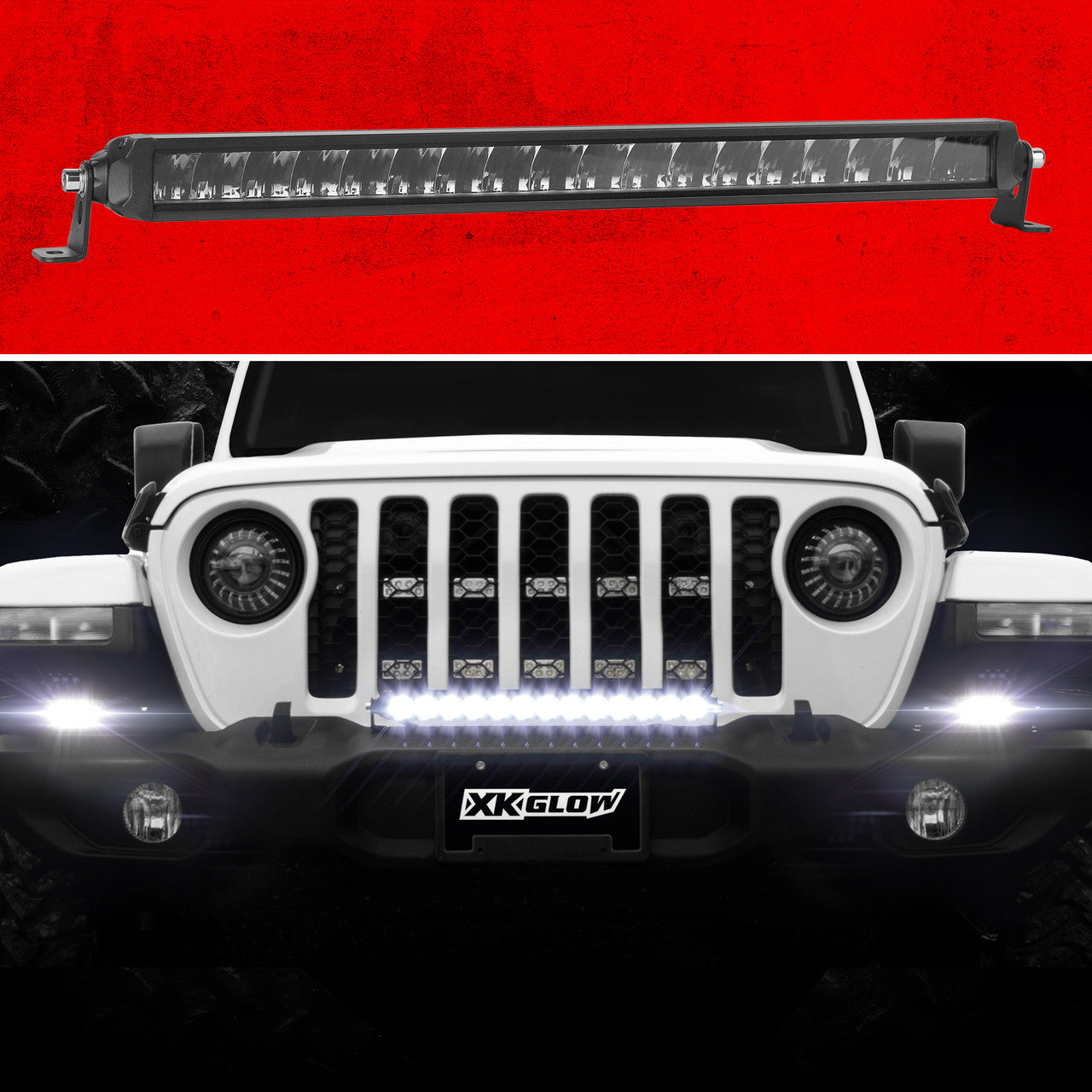 XK Glow Razor Light Bar Auxiliary High Beam Driving No Wire & Switch 20in