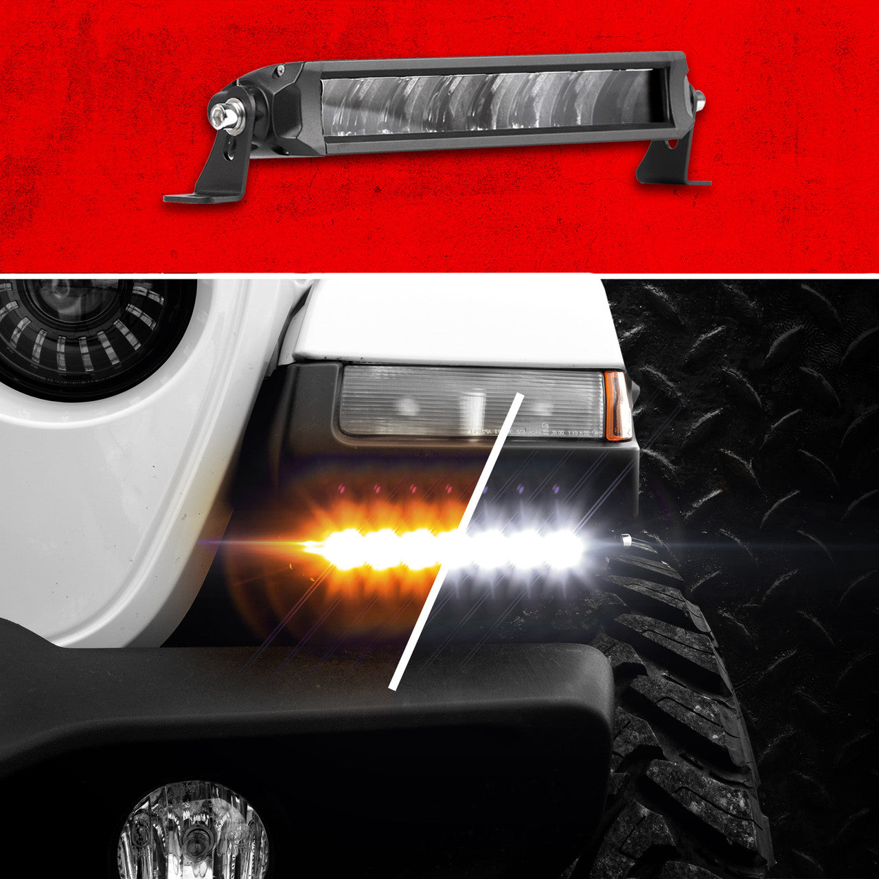 XK Glow Razor Light Bar Fog + Strobe No Wire & Switch 10in