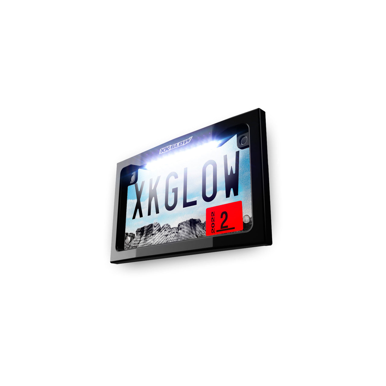 XK Glow Motorcycle License Plate Frame Light w/ White LED - Black