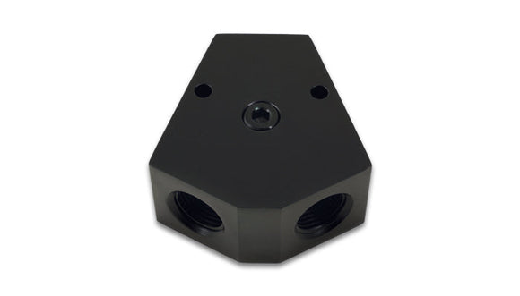 Vibrant Billet Aluminum Y-Block Fitting with 1/8in NPT Port - 1/2in NPT x 1/2in NPT x 1/2in NPT