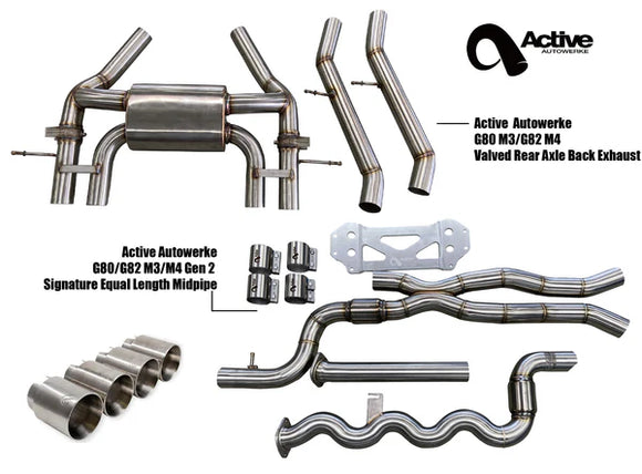 G80/G82 Exhaust Bundle equal length (rear + EL midpipe) carbon tips 2021+ M3 / M4