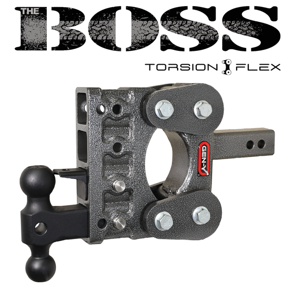 The BOSS TORSION-FLEX 2.5" Shank 5" Drop 1.1K TW 10K Hitch & GH-031 Dual-Ball & GH-032 Pintle Lock