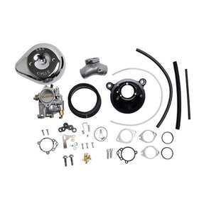 S&S Cycle 99-05 BT Super E Carburetor &  Stealth Air Cleaner Kit w/ Chrome Teardrop