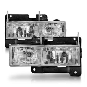 ANZO 1988-1998 Chevrolet C1500 Crystal Headlights Chrome