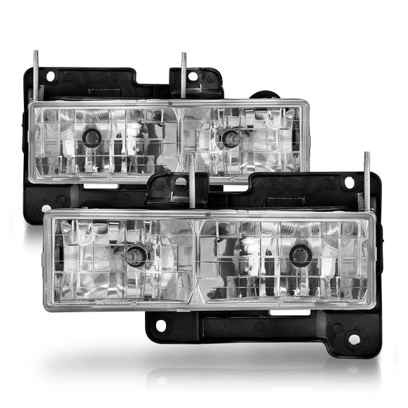 ANZO 1988-1998 Chevrolet C1500 Crystal Headlights Chrome