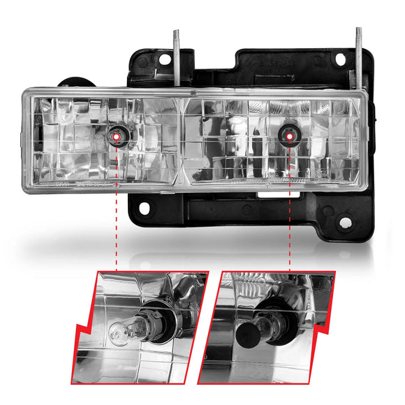ANZO 1988-1998 Chevrolet C1500 Crystal Headlights Chrome