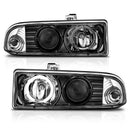 ANZO 1998-2005 Chevrolet S-10 Projector Headlights w/ Halo Black-1