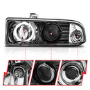 ANZO 1998-2005 Chevrolet S-10 Projector Headlights w/ Halo Black-4