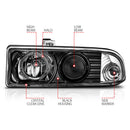 ANZO 1998-2005 Chevrolet S-10 Projector Headlights w/ Halo Black-5