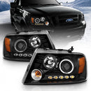 ANZO 2004-2008 Ford F-150 Projector Headlights w/ Halo and LED Black-1