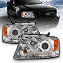 ANZO 2004-2008 Ford F-150 Projector Headlights w/ Halo and LED Chrome-1