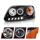 ANZO 1997.5-2003 Ford F-150 Projector Headlights w/ Halo and LED Black 1pc-4